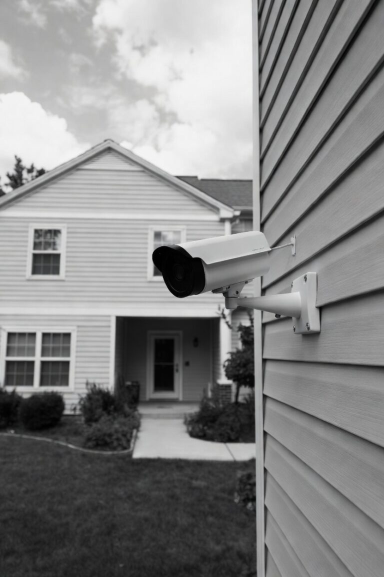Best outdoor security camera for home security monitoring a modern house entrance and driveway