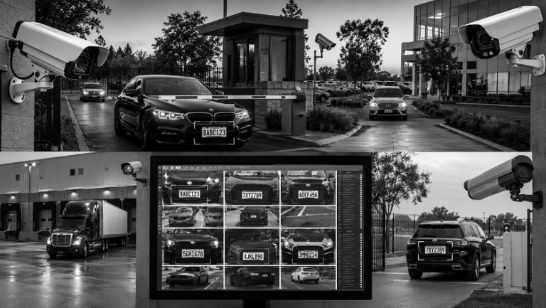 Best license plate recognition cameras monitoring vehicles at a commercial entrance