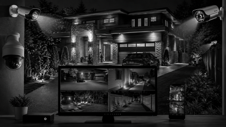 Best night vision security cameras protecting a modern home with clear nighttime surveillance
