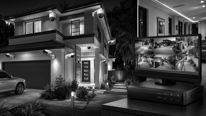 Best NVR security camera systems protecting a modern home with multiple wired surveillance cameras and network video recorder