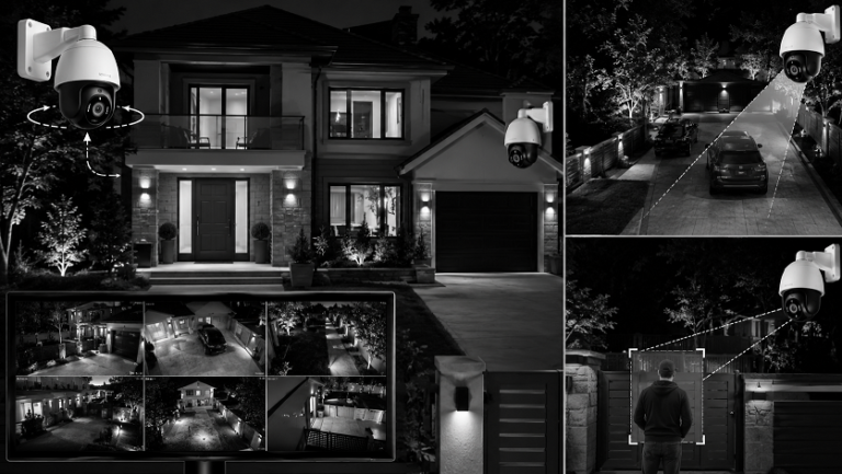Best PTZ security cameras protecting a modern home with pan tilt zoom surveillance