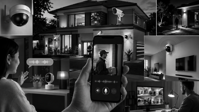 Two-way audio security cameras allowing homeowners to communicate with visitors in 2026