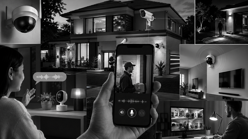 Two-way audio security cameras allowing homeowners to communicate with visitors in 2026