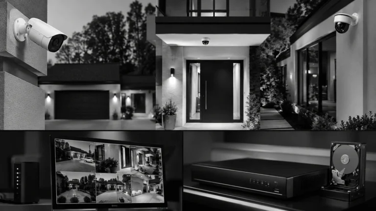 CCTV security cameras monitoring a modern home