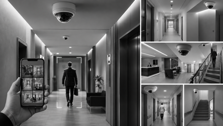 Discreet hallway security cameras monitoring commercial corridors in 2026