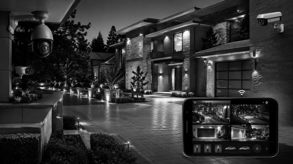 Premium high-end security cameras protecting a luxury home